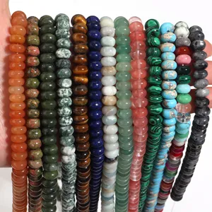 Perle ad Abaco in Pietra Naturale Tonde Piatte Distanziatrici Sciolte Pietre Preziose per Fai da Te Braccialetti Collane Creazione Gioielli Accessori