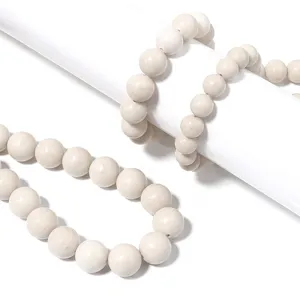 Natural white stone round bead DIY bracelet necklace jewelry accessories fine detail display