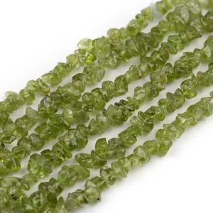 Natural green peridot crystal chip beads irregular stone loose strands for DIY jewelry