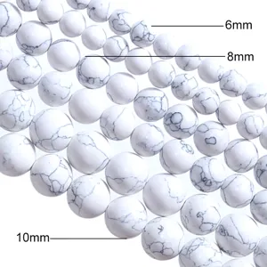 White turquoise loose beads 6mm 8mm 10mm round synthetic gemstone DIY jewelry making