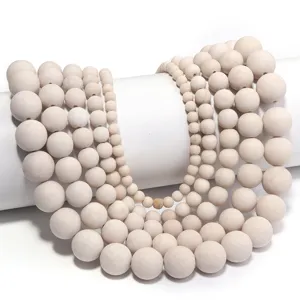 Natural white fossil stone beads of various sizes for DIY jewelry bracelets earrings making detail
