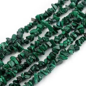 Natural green malachite chip beads, irregular crystal gravel for DIY jewelry making accessories.