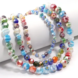 Kleurrijke gefacetteerde Millefiori glaskralen bloem losse kralen voor sieraden maken