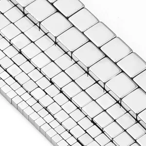 Silver square metal loose beads for DIY bracelets jewelry making accessories wholesale.