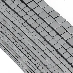 Hematite cut square loose beads, DIY handmade bracelet jewelry making accessories detail.
