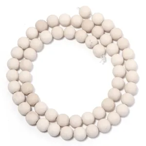 Natural white fossil stone round beads strand for DIY minimalist jewelry making accessories