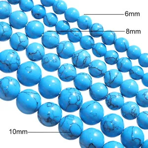Synthetic turquoise loose beads 6mm 8mm 10mm round DIY gemstone jewelry making accessories