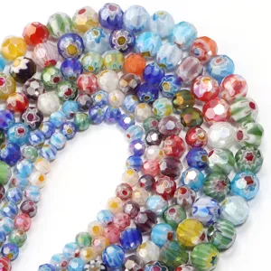 Kleurrijke gefacetteerde millefiori glasparels voor DIY handgemaakte sieraden armbanden.
