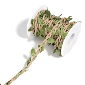 Kunstmatig groen blad jute touw lint voor creatieve huis decoratie handwerk accessoires