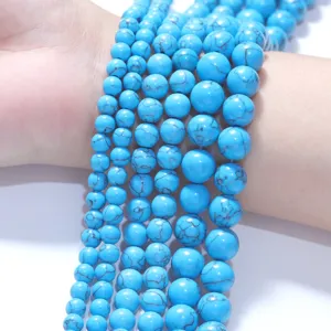 Synthetic turquoise round loose beads for DIY jewelry making and bracelet accessories