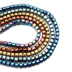 Colorful electroplated hematite square beads loose DIY bracelet jewelry making accessories