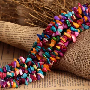 Colorful irregular natural stone chip beads 5-8mm DIY jewelry making loose strand supplies.