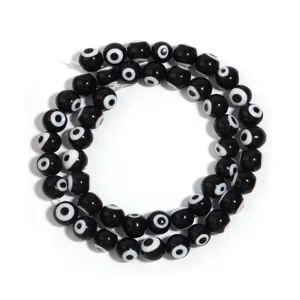 Black evil eye glass beads round loose beads for DIY jewelry making bracelet necklace