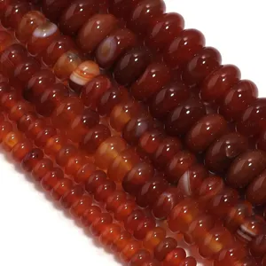 Perle rondelle abaco in agata rossa naturale fili sfusi per la creazione di gioielli fai da te.