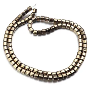 Detailed shot of electroplated metallic cube loose beads for DIY jewelry making and bracelets.
