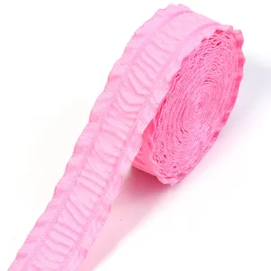 Rosa plissierte Rüschenband für Geschenkverpackung, Blumenstrauß, Haarreif und Nähzubehör DIY.