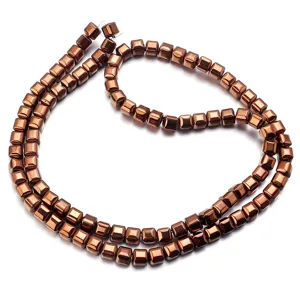 Copper colored hematite square loose beads for DIY handmade bracelets jewelry making accessories.