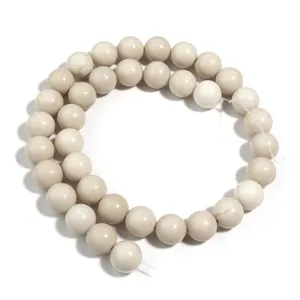 Natural white stone round beads strand for DIY handmade bracelet jewelry making accessories.