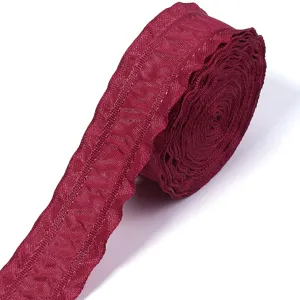 Dunkelrote plissierte Rüschenbanderole für Geschenkschachtel Blumenstrauß Kleidung Zubehör