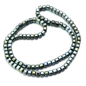 Colorful metallic hematite square cube loose beads for DIY jewelry making and bracelets supply
