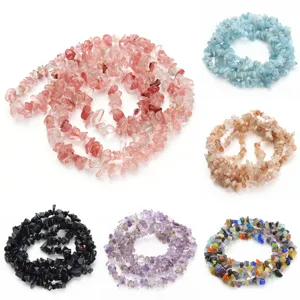 Irregular Natural Stone Crystal Gravel Beads Drilled Semi Finished Strand For DIY Jewelry Making Handmade Crafts Supplies