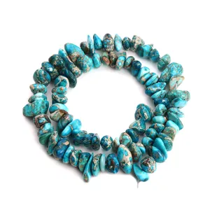 5-8mm irregular turquoise stone chip beads for DIY jewelry making loose gemstone strands main view.