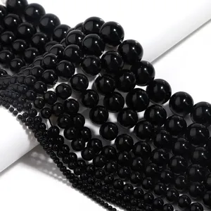 Natuurlijke Zwarte Agaat Ronde Losse Kralen Matte Glanzende Onyx Steen Kralen Voor Diy Armband Ketting Sieraden Maken