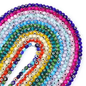 Colorful glass evil eye beads mix round spacer beads for DIY bracelet necklace jewelry making
