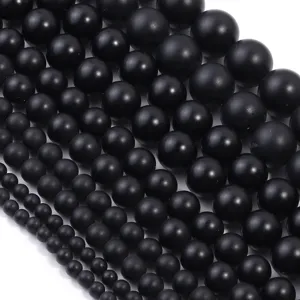 Mat zwarte agaat ronde stenen kralen losse kralen voor de productie van DIY sieraden.
