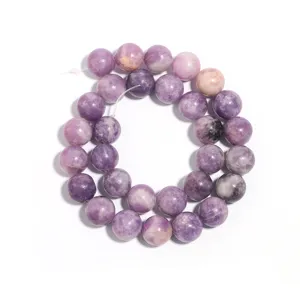 Natuurlijke paarse lepidoliet steen ronde losse kralen voor DIY armband sieraden maken.