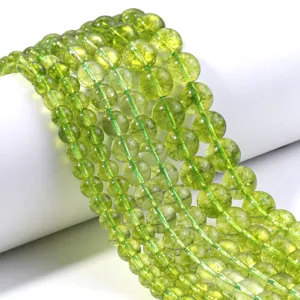 Natural green crystal loose beads for DIY handmade bracelets jewelry making supplies.