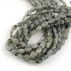 Naturstein ovale Perlen fuer DIY Schmuckherstellung Edelstein Armband Zubehoer neu