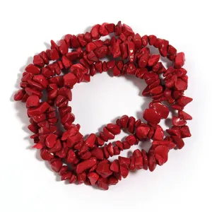 Perline di pietra chip irregolari rosse per collana braccialetto fai da te e commercio