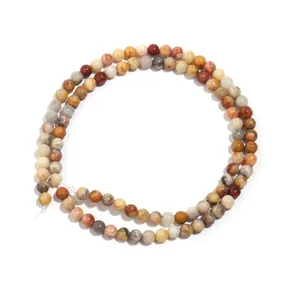Crazy lace agate round loose beads, natural gemstone DIY semi-finished jewelry making.