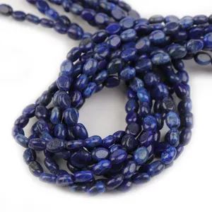 Natürliche Lapislazuli flache ovale Edelstein Lose Perlen Stränge für DIY Schmuck Herstellung.