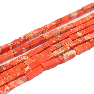 Rote Kaiserjaspis Perlen, 13x4mm rechteckige Säule lose Perlen für DIY Schmuckherstellung.