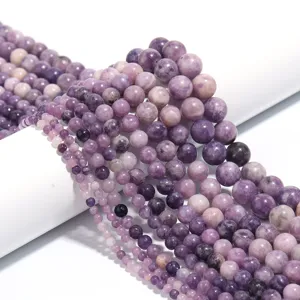 Natuursteen Paars Mica Ronde Losse Kralen Gepolijste Edelsteenkralen Streng Voor Armband Sieraden Maken Groothandel