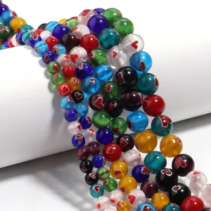 Millefiori Glass Beads For Jewelry Making Heart Round Square Colorful Lampwork Loose Beads DIY Bracelet Necklace Accessory