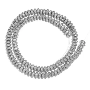Electroplated hematite faceted abacus beads loose strand for DIY jewelry making and crafting.