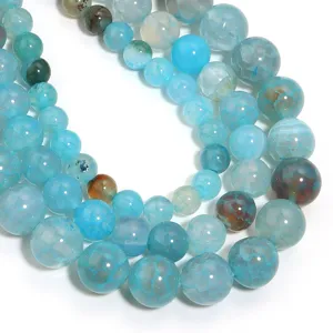 Perline di agata screpolata blu naturale per bracciali di gioielli fatti a mano fai da te.