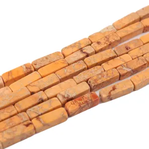 Nahaufnahme natürlicher Kaiserjaspis quadratische Säulenperlen, 13x4mm Edelstein Zubehör.