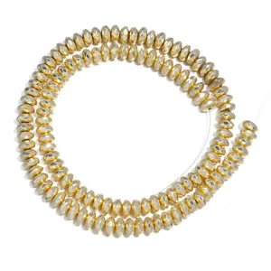 Gold electroplated faceted hematite abacus loose beads for DIY jewelry making bracelets necklaces