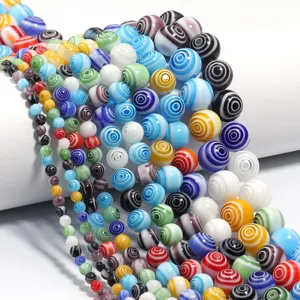 Colorful glass spiral lampwork beads DIY jewelry making wholesale loose beads spacer supplies