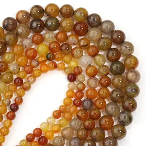 Perle di agata bicolore naturale sfuse per la creazione di bracciali e gioielli fai da te.