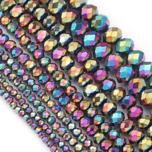 Perline sfuse metalliche arcobaleno sfaccettate per gioielli fai da te e bracciali