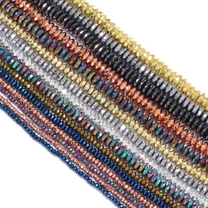 Electroplated hematite faceted abacus beads for DIY jewelry making, bracelets and necklaces.