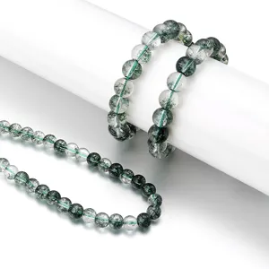 Green phantom natural crystal loose beads DIY bracelet jewelry making craft material supply.