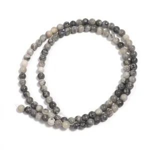 Natürliche Jaspis Perlen graue edle Steinperlen rund lose Perlen für DIY Schmuck Basteln