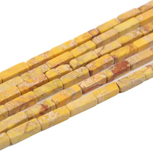 Natürlicher gelber Kaiserjaspis Perlen Detail, 13x4mm rechteckige Abstandshalter für DIY Schmuck