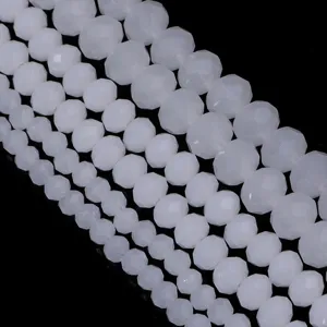 Perle di cristallo sfaccettate bianche per creazione di gioielli fai da te, accessori per bracciali